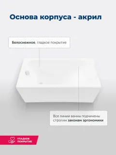Акриловая ванна Aquanet Bright 347864 170x75 см с каркасом с боковой и фронтальной панелями